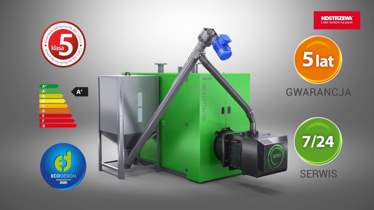 KOSTRZEWA EEI PELLETS 50-285 kW z palnikiem Platinum Bio Spin