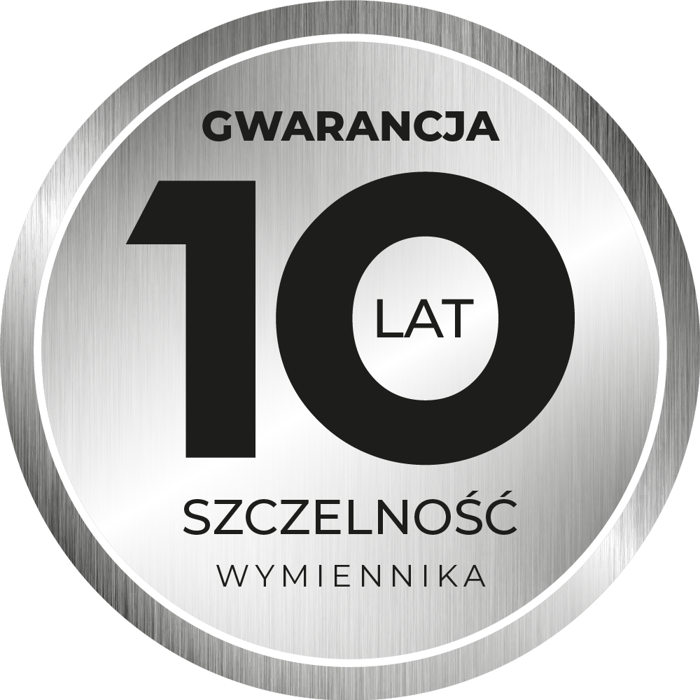 10 lat gwarancji na szczelność wymiennika